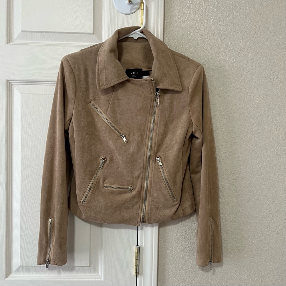 VICI Faux Suede Asymmetrical Zip Moto Jacket Size Small